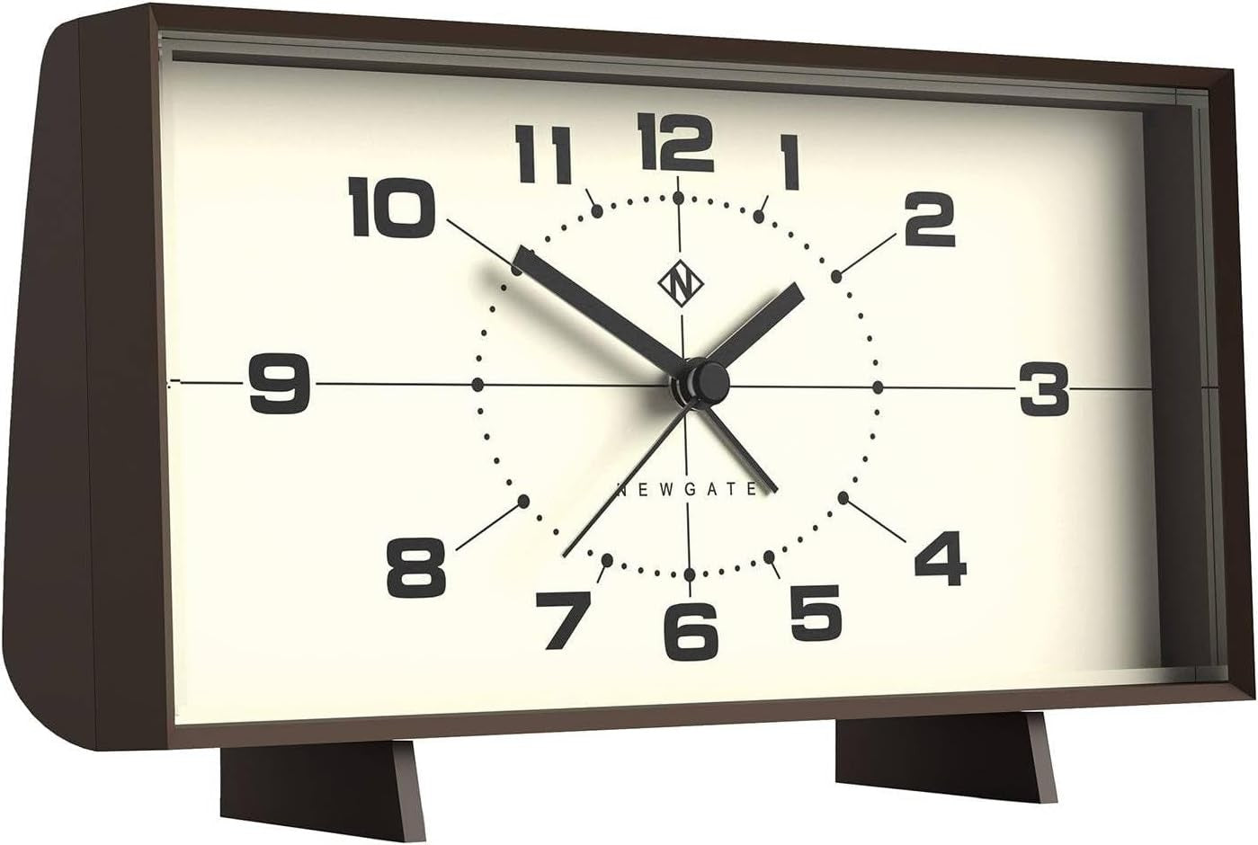 Retro Rectangular Alarm Clock Analogue Bedside Desk Mantel Mocha Brown