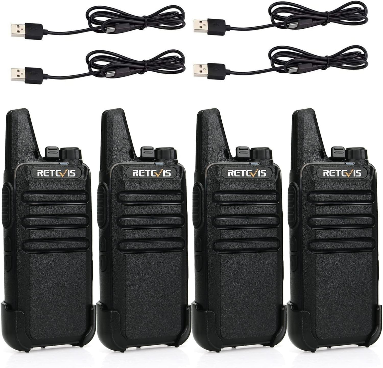 Mini Rechargeable Walkie Talkies VOX PMR446 Portable Radio 4 Pack