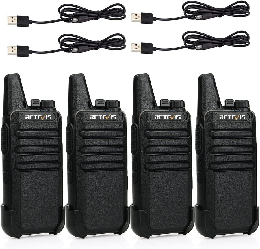 Mini Rechargeable Walkie Talkies VOX PMR446 Portable Radio 4 Pack