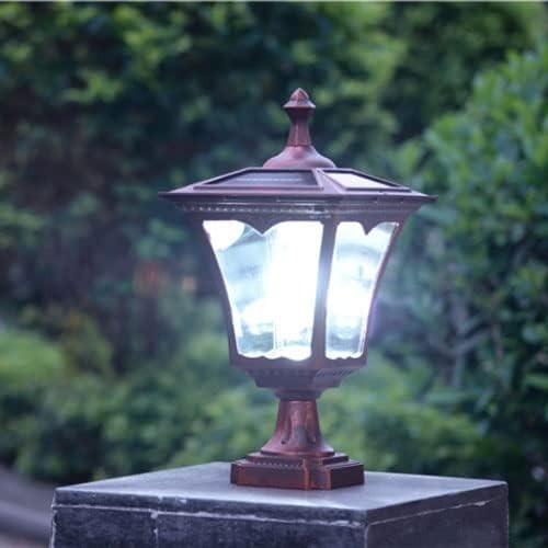 16.5" Solar Post Cap Pillar Light – IP65 Noir 6000K Glass Lantern