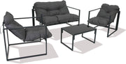 4PC Outdoor Garden Sofa Set Chairs Table Cushions Steel Frame Patio