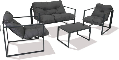 4PC Outdoor Garden Sofa Set Chairs Table Cushions Steel Frame Patio