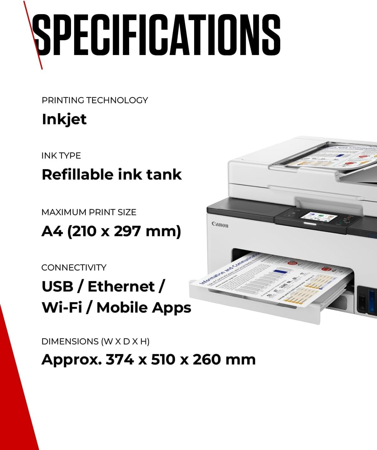 White Wireless Colour Inkjet All-in-One Printer A4 Copy Scan Fax MegaTank