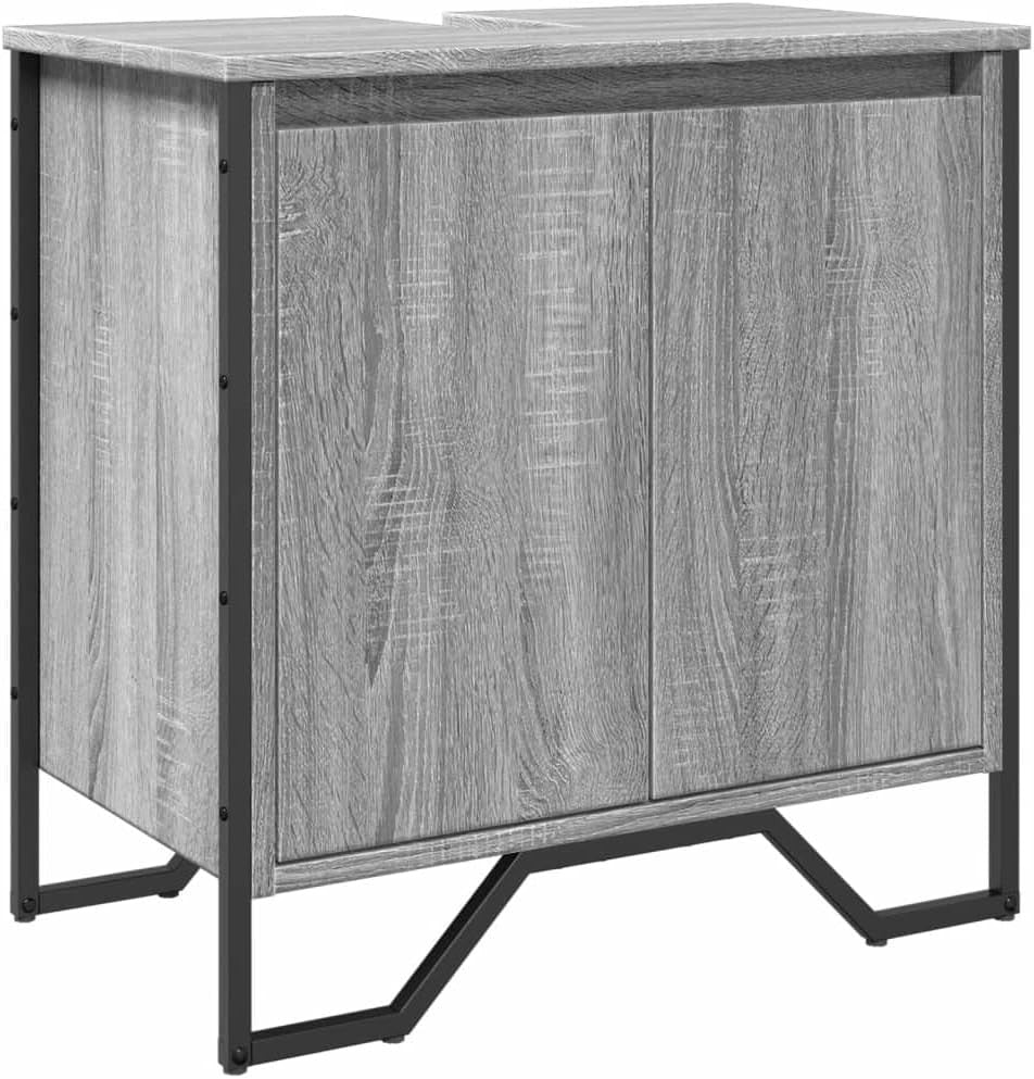 Grey Sonoma Bathroom Vanity Unit – Modern Under Sink Cabinet 2 Door Storage 60x6