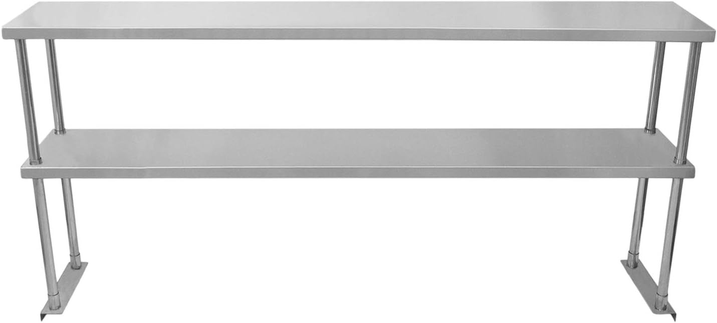 5ft Stainless Steel Catering Table with Double Overshelf Heavy Duty 350kg