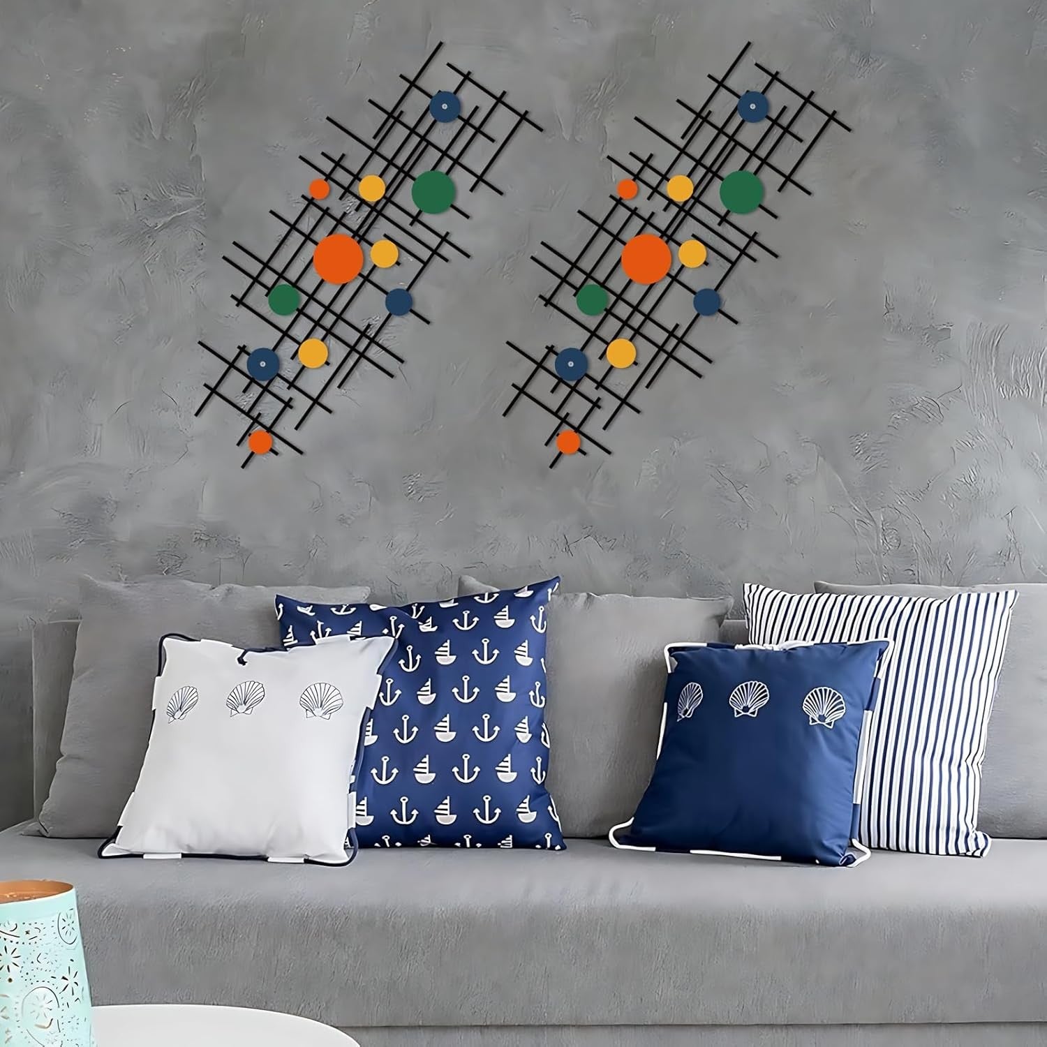 Set of 2 Geometric Metal Wall Art Modern 3D Abstract Decor