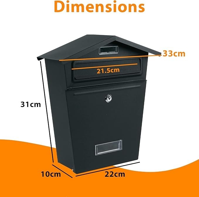 Lockable Wall Mount Mailbox Waterproof Steel Post Letter Box Secure Holder