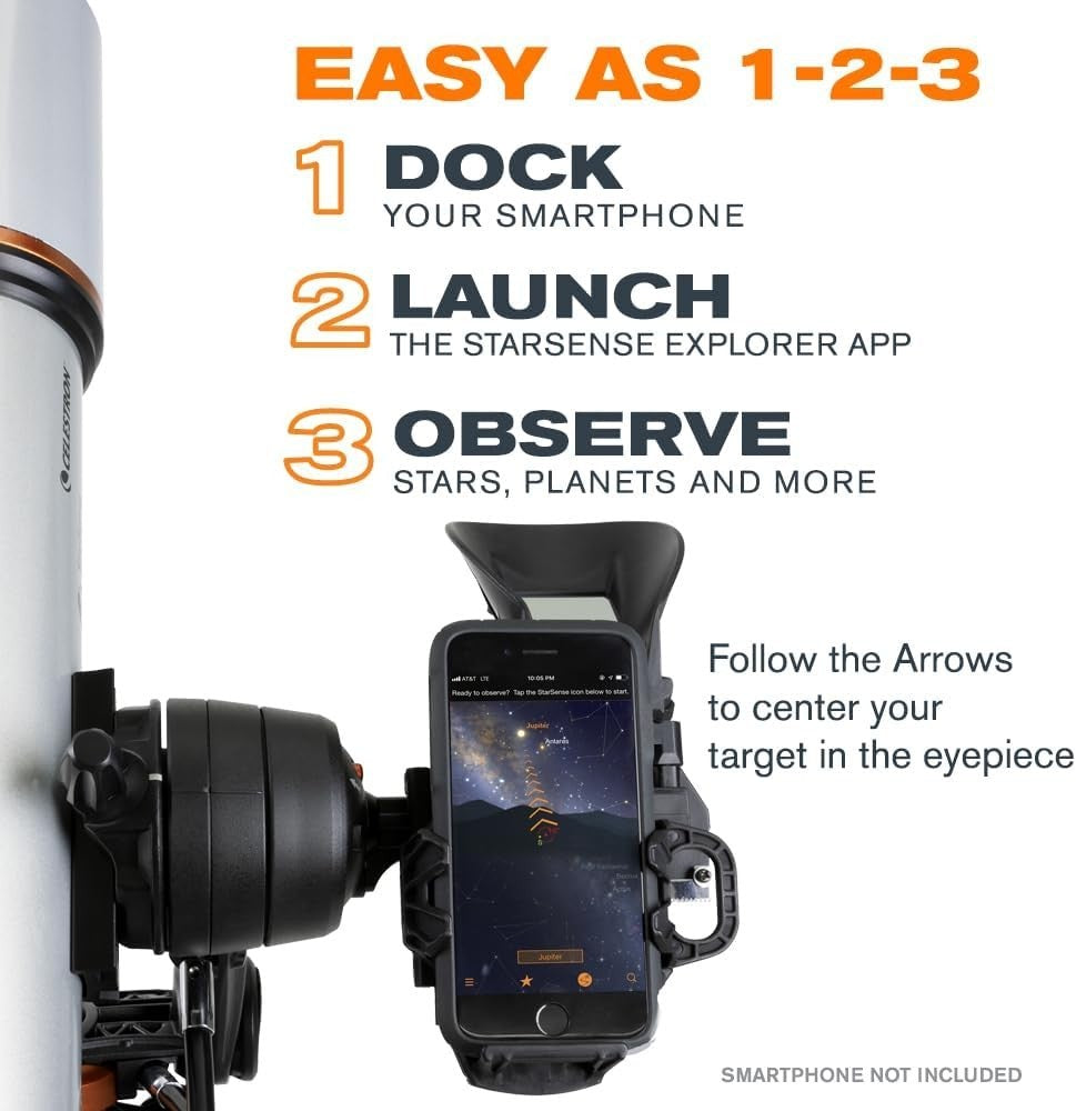 102mm Refractor Telescope with Smartphone App, Eyepieces & Mount, Silver
