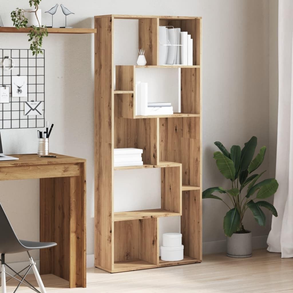 Modern Oak Bookcase Storage Rack 67x24x161cm – Durable & Stylish