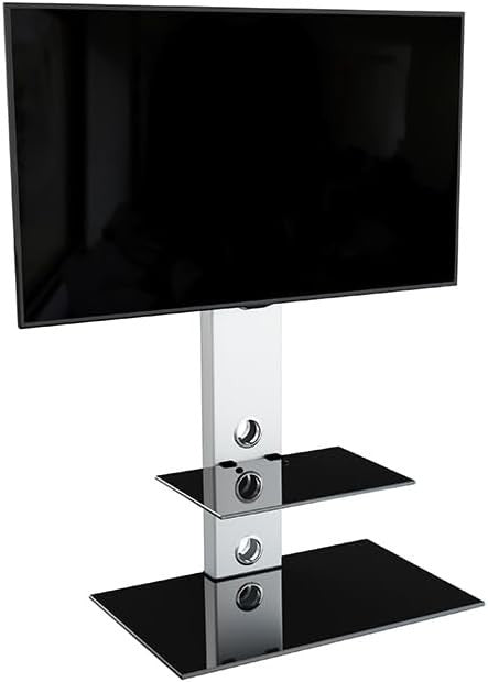 TV Floor Stand Mount for 32-65” Screens Glass Shelves Cable Tidy