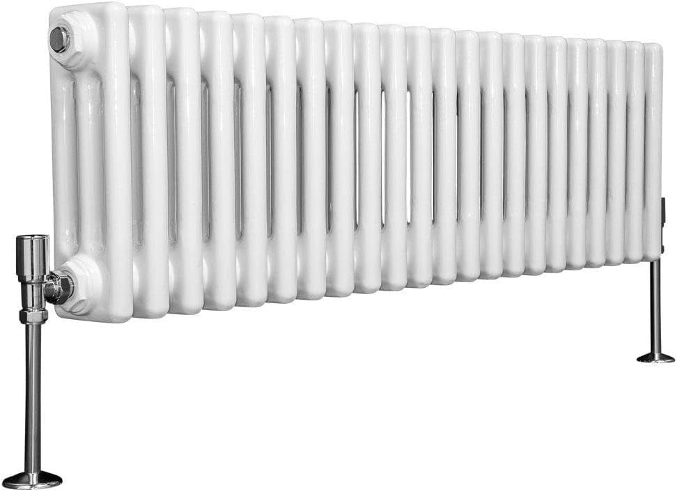 Triple Column Horizontal Radiator 300x1190mm White Cast Iron Style