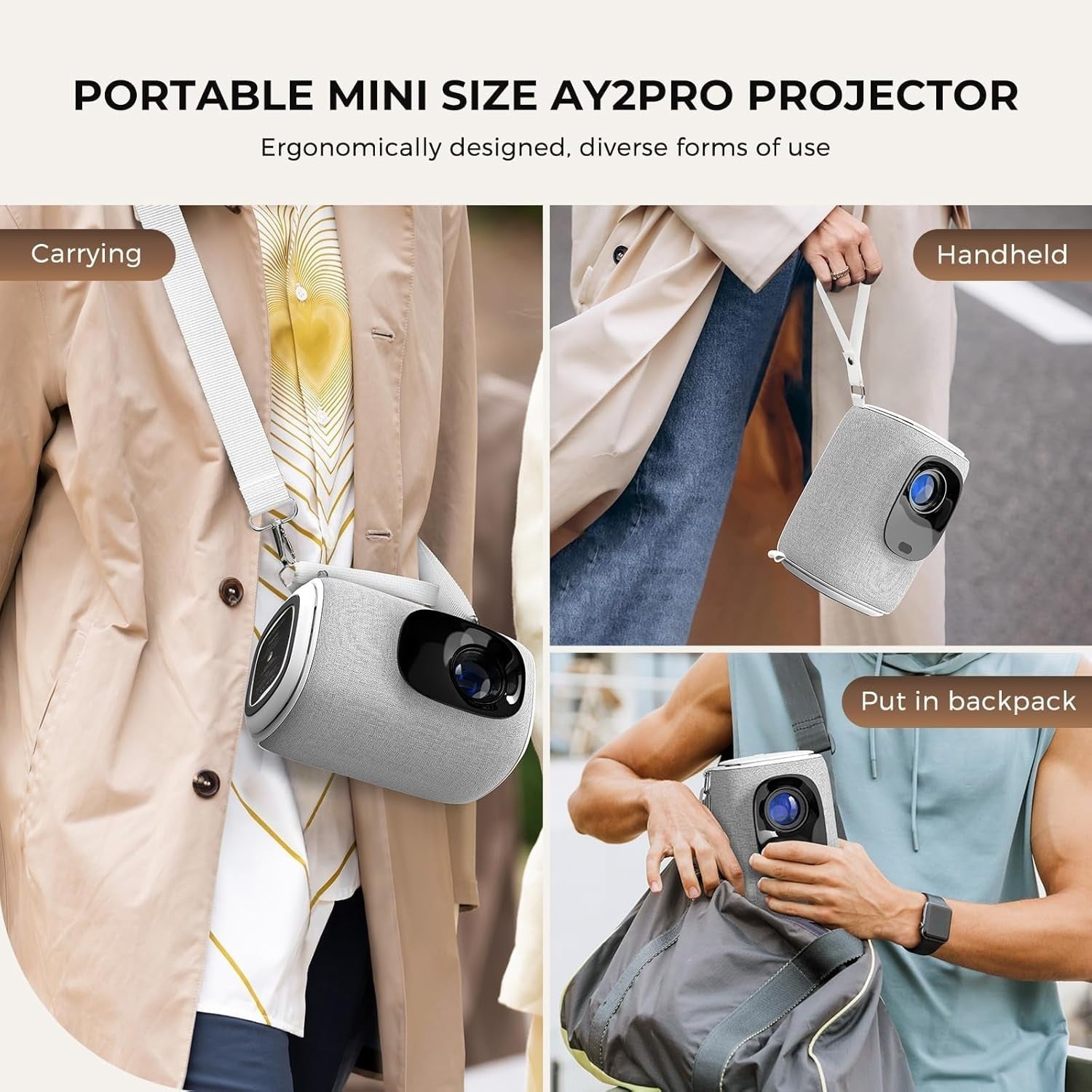 Portable 1080P Projector 550 ANSI WiFi Bluetooth Auto Focus Low Noise