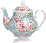 Vintage Porcelain Teapot 37oz Floral Tea Pot European Style Gift Box
