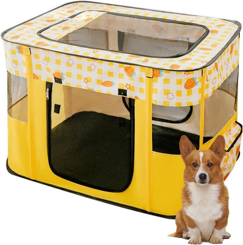 Foldable Pet Playpen Portable Indoor Outdoor Puppy Cat Tent Cage Fence Yellow