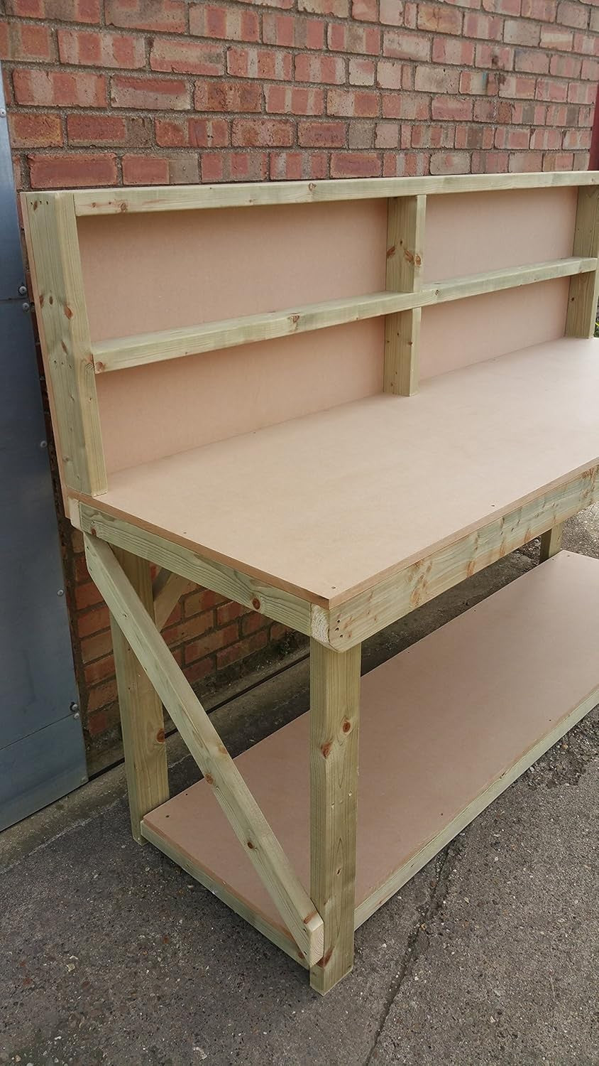 6ft Heavy Duty Wooden MDF Workbench with Back Panel – Strong Workshop Table