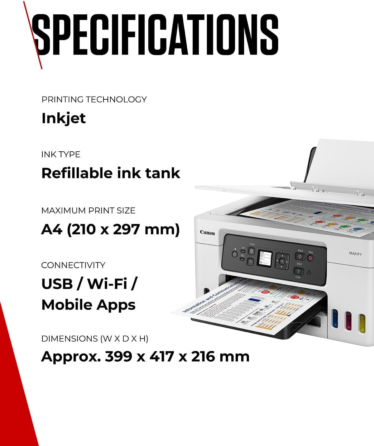A4 Colour MegaTank Inkjet Printer 3-in-1 Wireless Auto Duplex GX3050