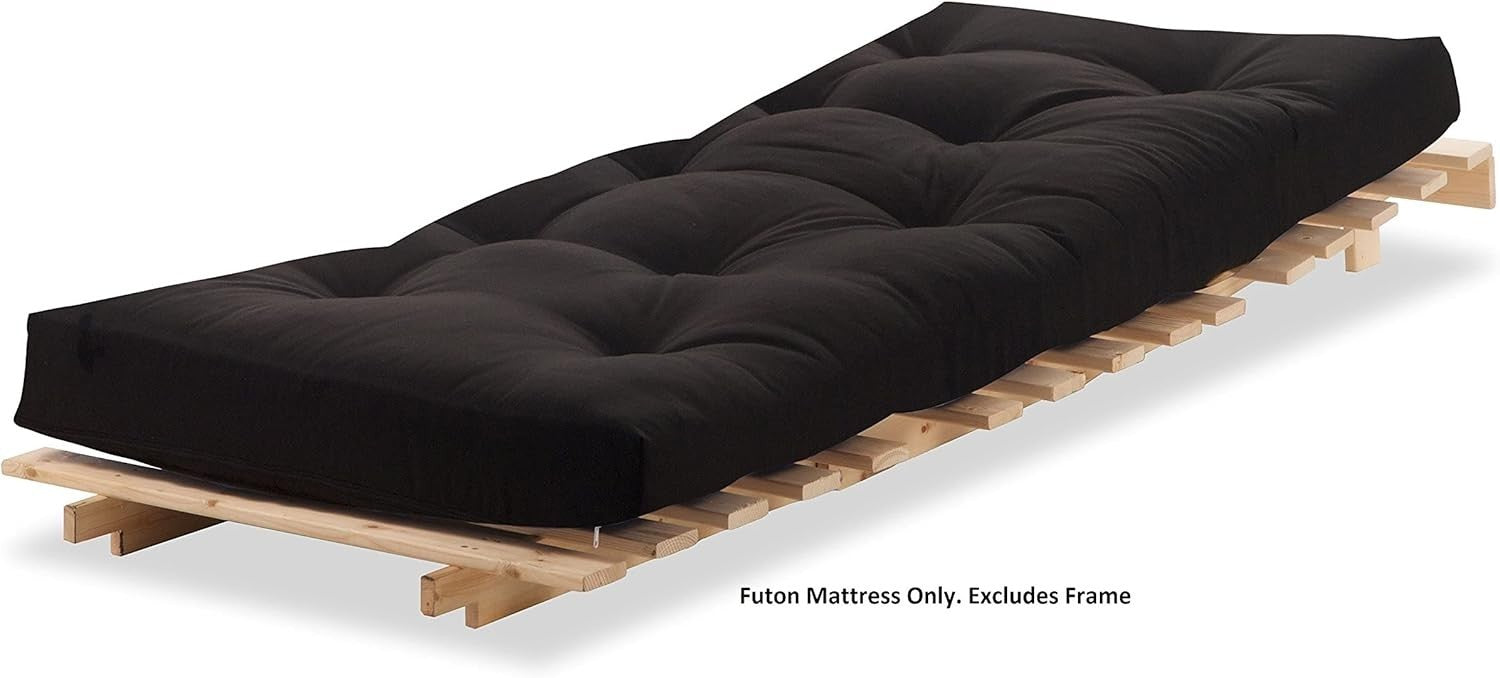 Foldable Futon Sofa Bed Double Mattress 3 Seater Black Guest Bed 135x190cm