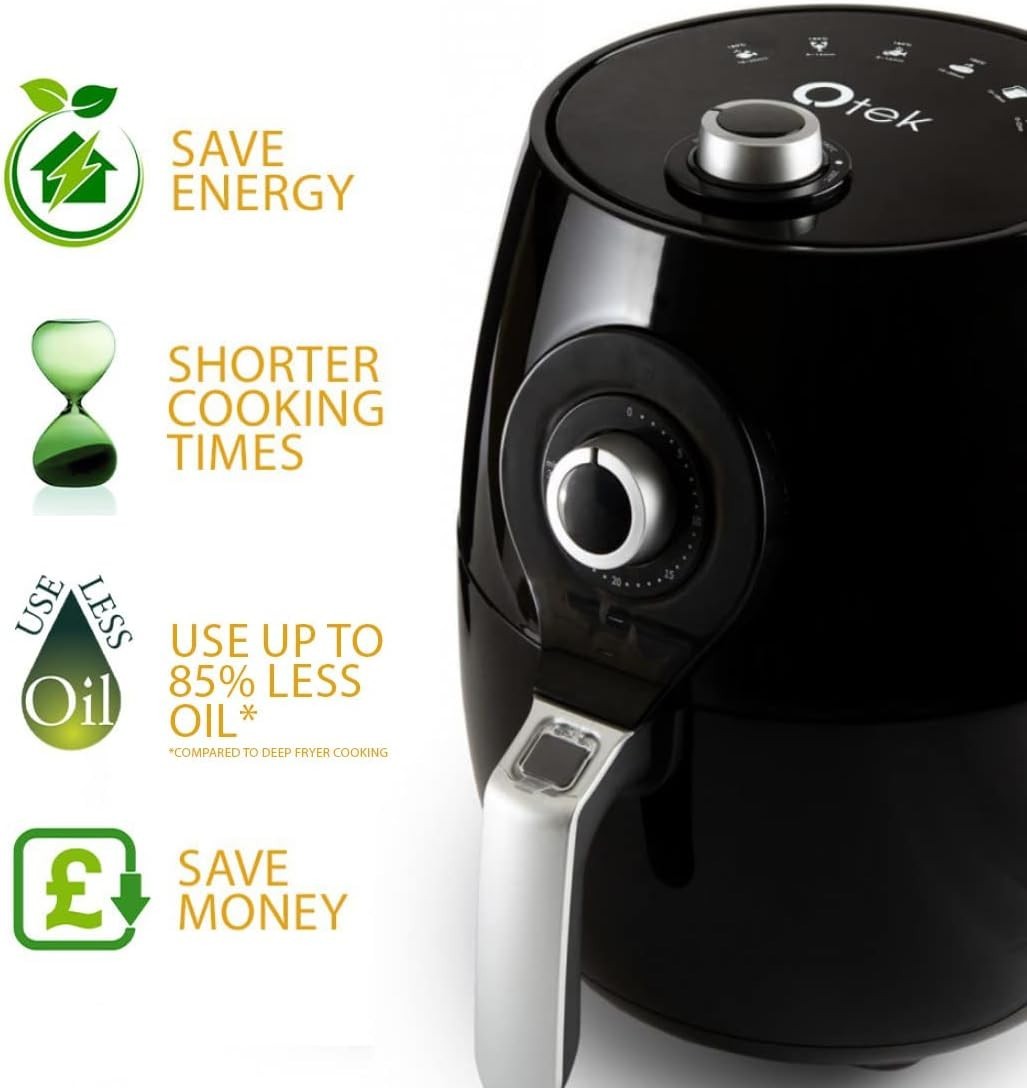Air Fryer 4.5L Low Fat Oil Free 1450W Rapid Heat Timer Temp Control