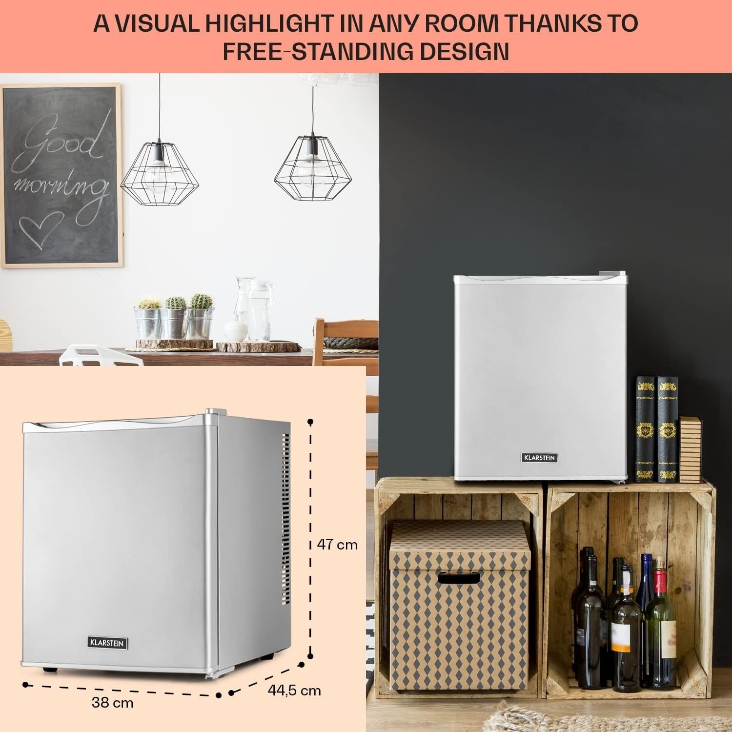 30L Mini Fridge Silver Portable Cooler and Drinks Fridge Adjustable Shelves
