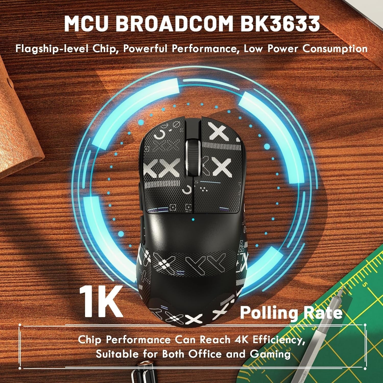 Wireless Gaming Mouse 24000 DPI 1000Hz RGB 2.4G Bluetooth USB
