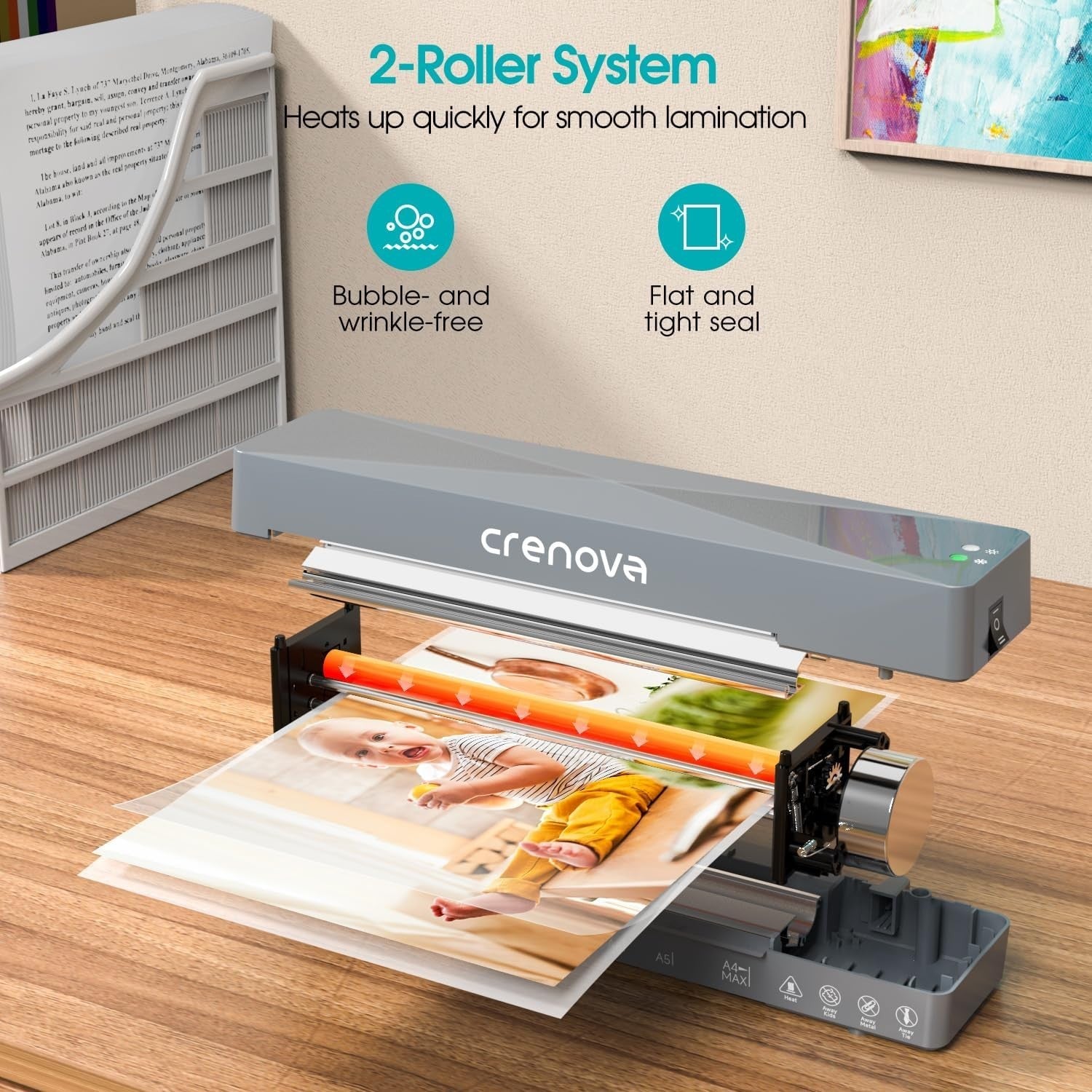 A4 Laminator Hot Cold Fast Warm Up Anti Jam Compact + 10 Pouches