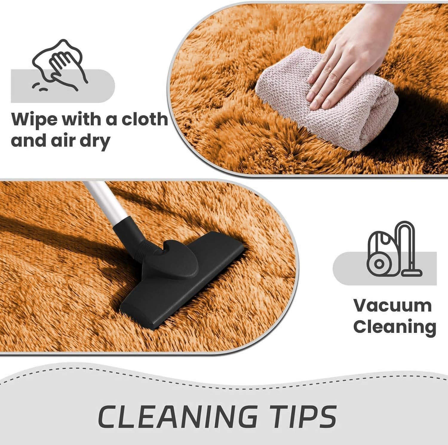 Round Shaggy Rugs Set 2pcs 120x120cm Ochre Super Soft Non Slip Thick Pile