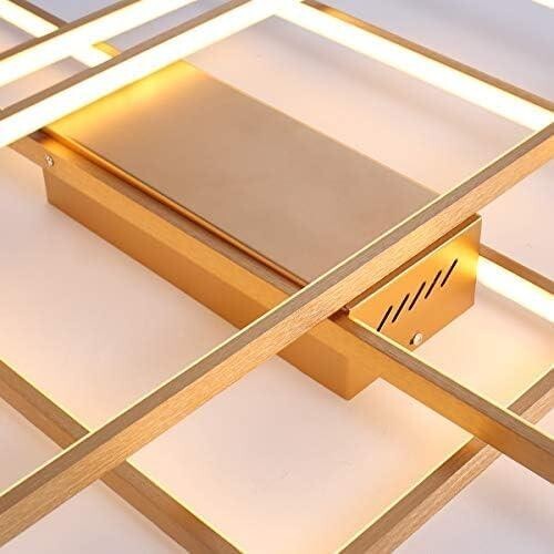 Gold LED Ceiling Light 3 Square Dimmable 50W Remote Control Modern Fixture