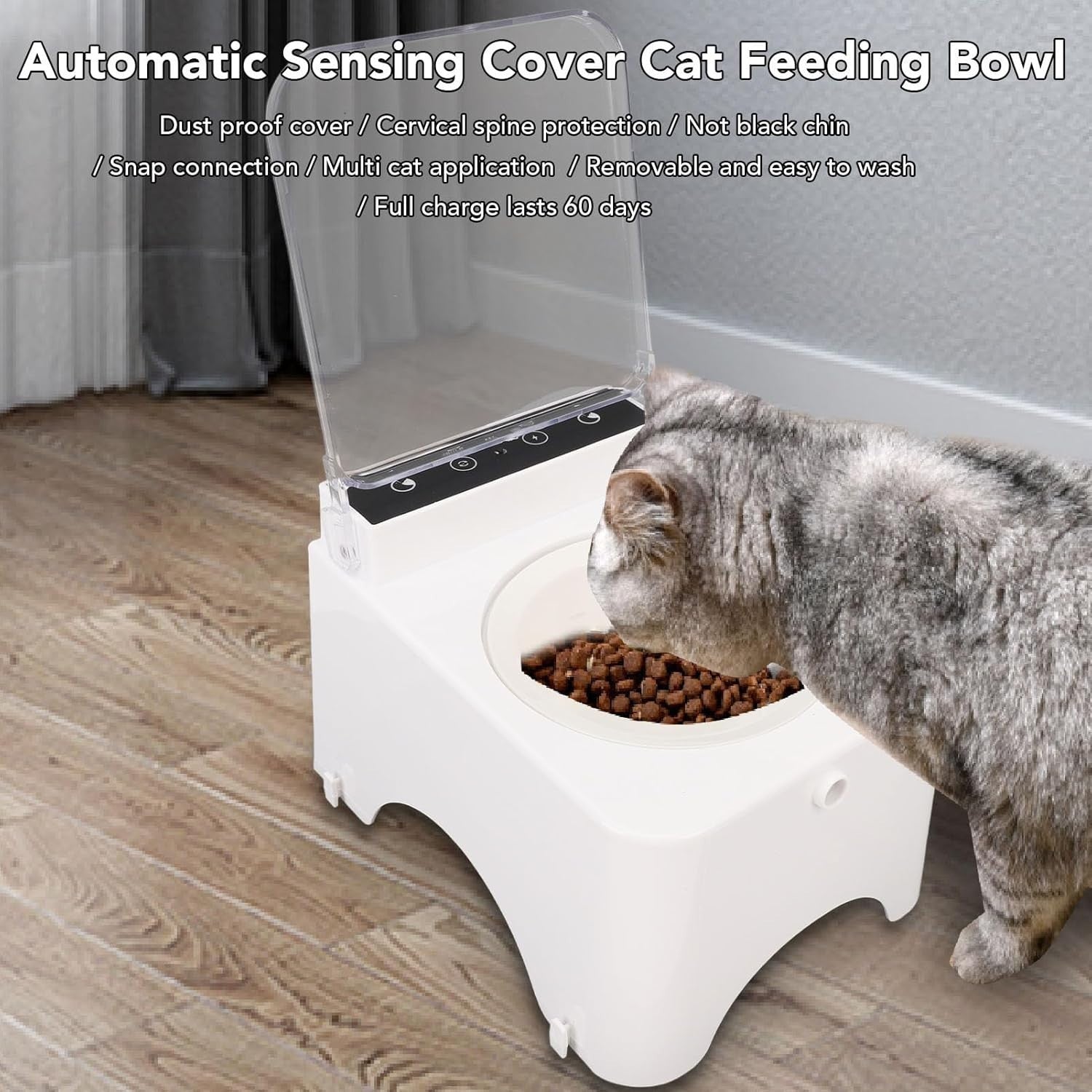 Automatic Pet Feeder Infrared Sensor Bowl Auto Open Lid Cat Dog Food