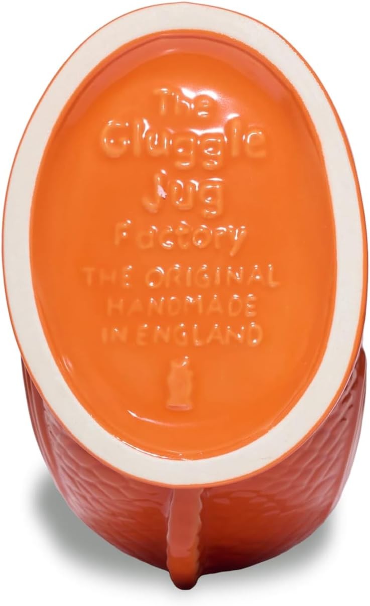 XL 1.4L Orange Gluggle Jug – Ceramic Fish Pitcher Water Cocktail Wine Decanter