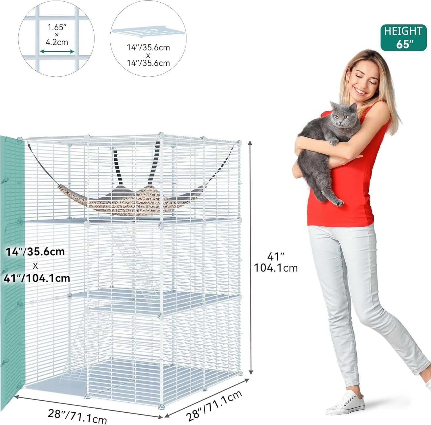 3-Tier Indoor Cat Cage Playpen w/ Hammock, Sturdy Metal Crate for 1-2 Cats