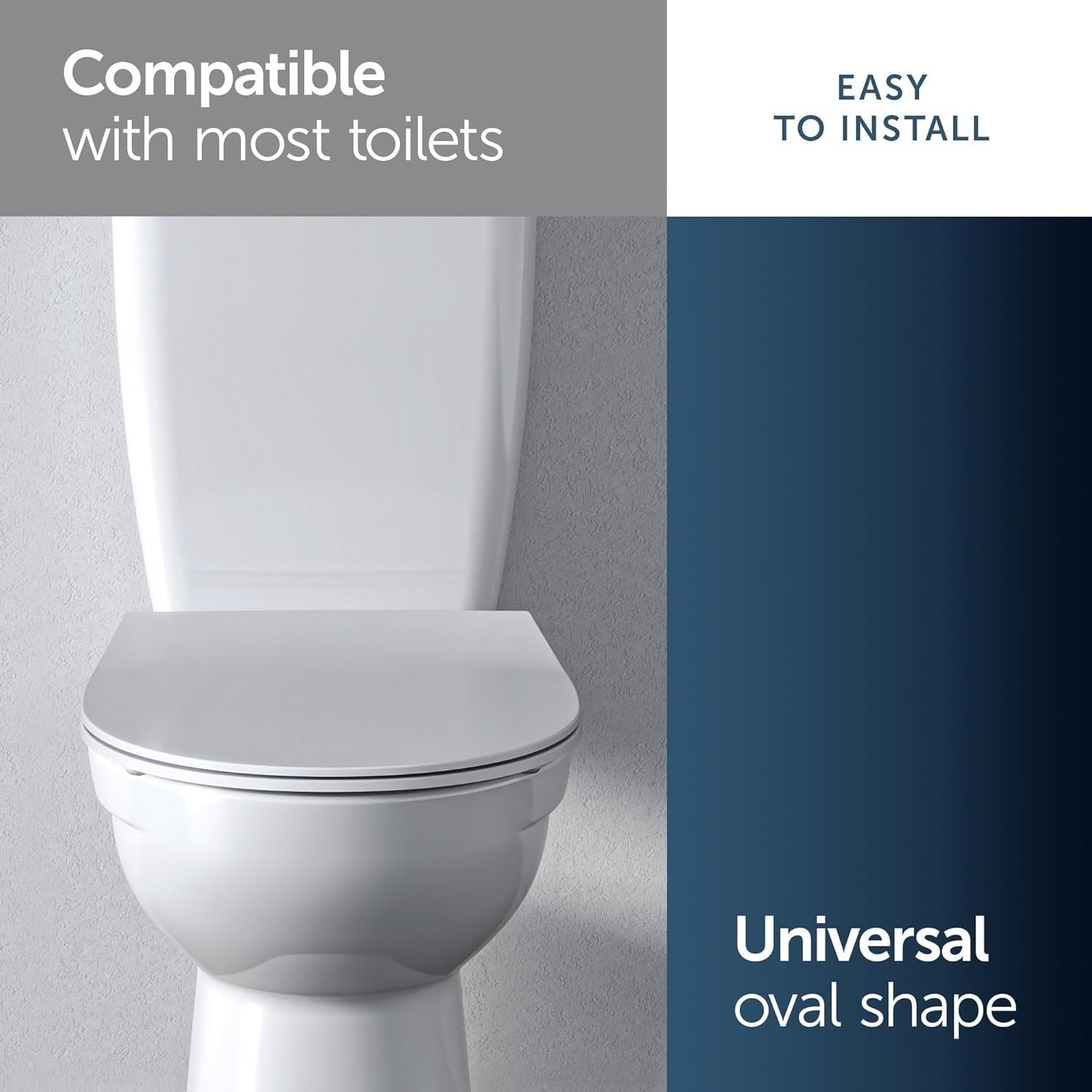 Tirso Oval Soft Close Toilet Seat White 365x425mm Quick Release Antibacterial