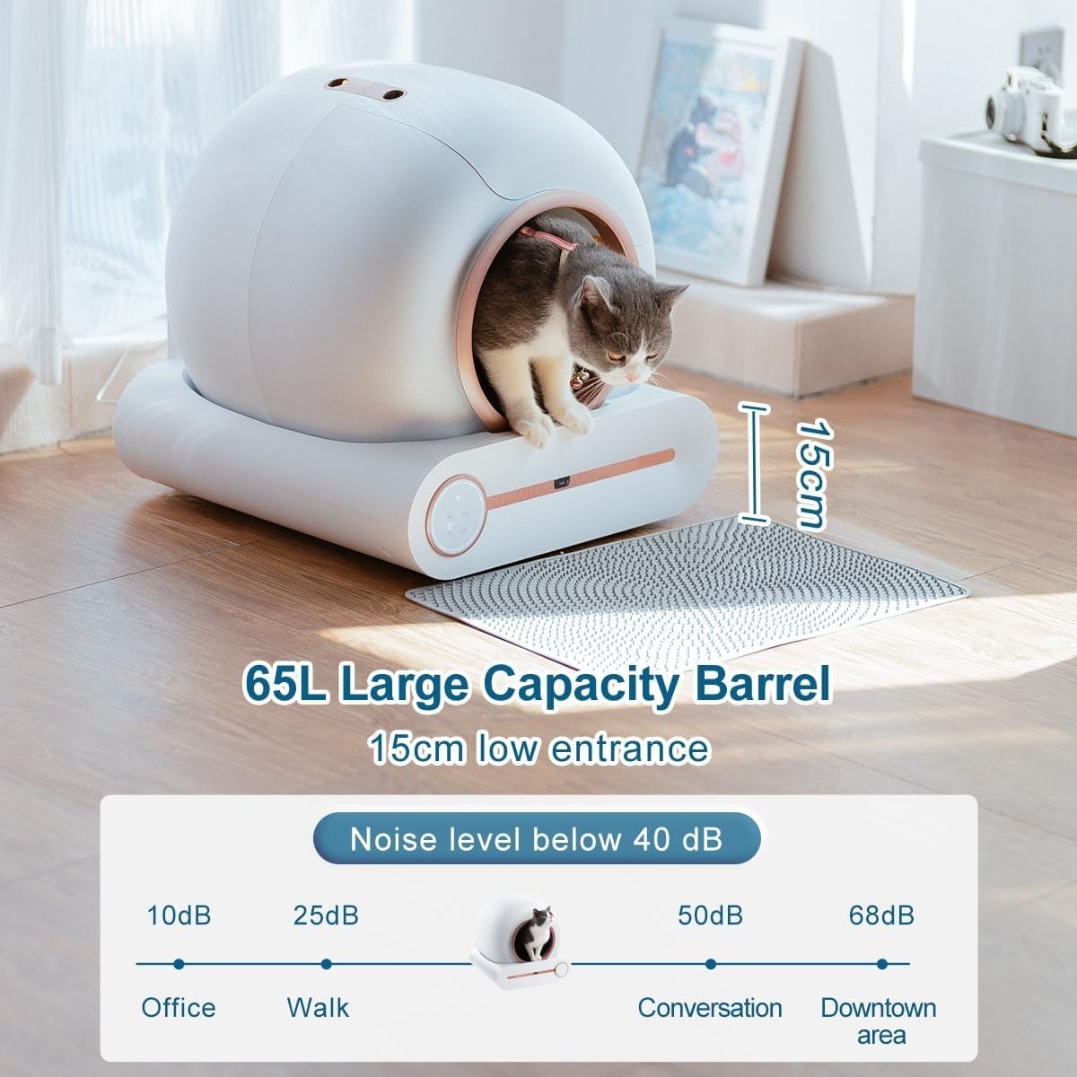 Self Cleaning Cat Litter Box 65L APP Control Smart Auto Multi Cat