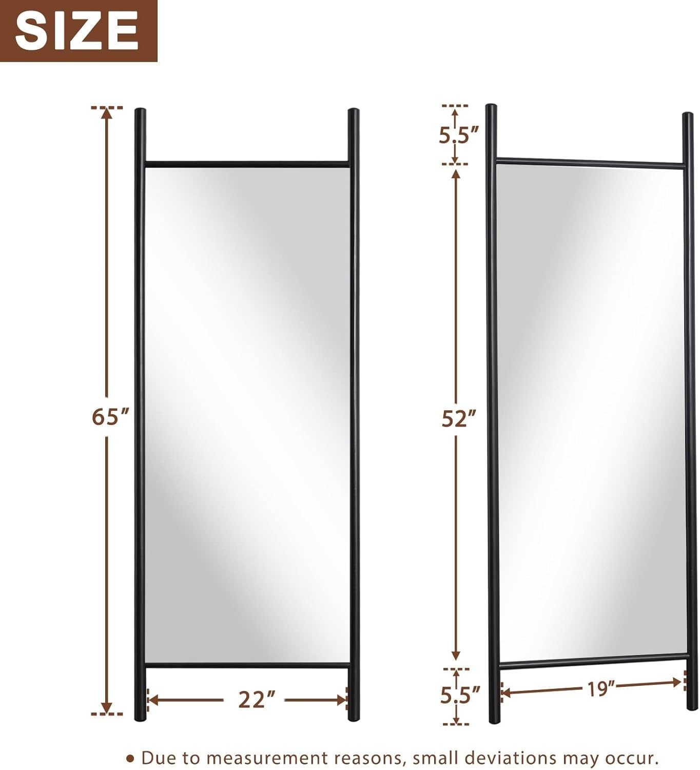 Large Full-Length Ladder Style Wall Mirror 165x55cm Solid Wood Frame