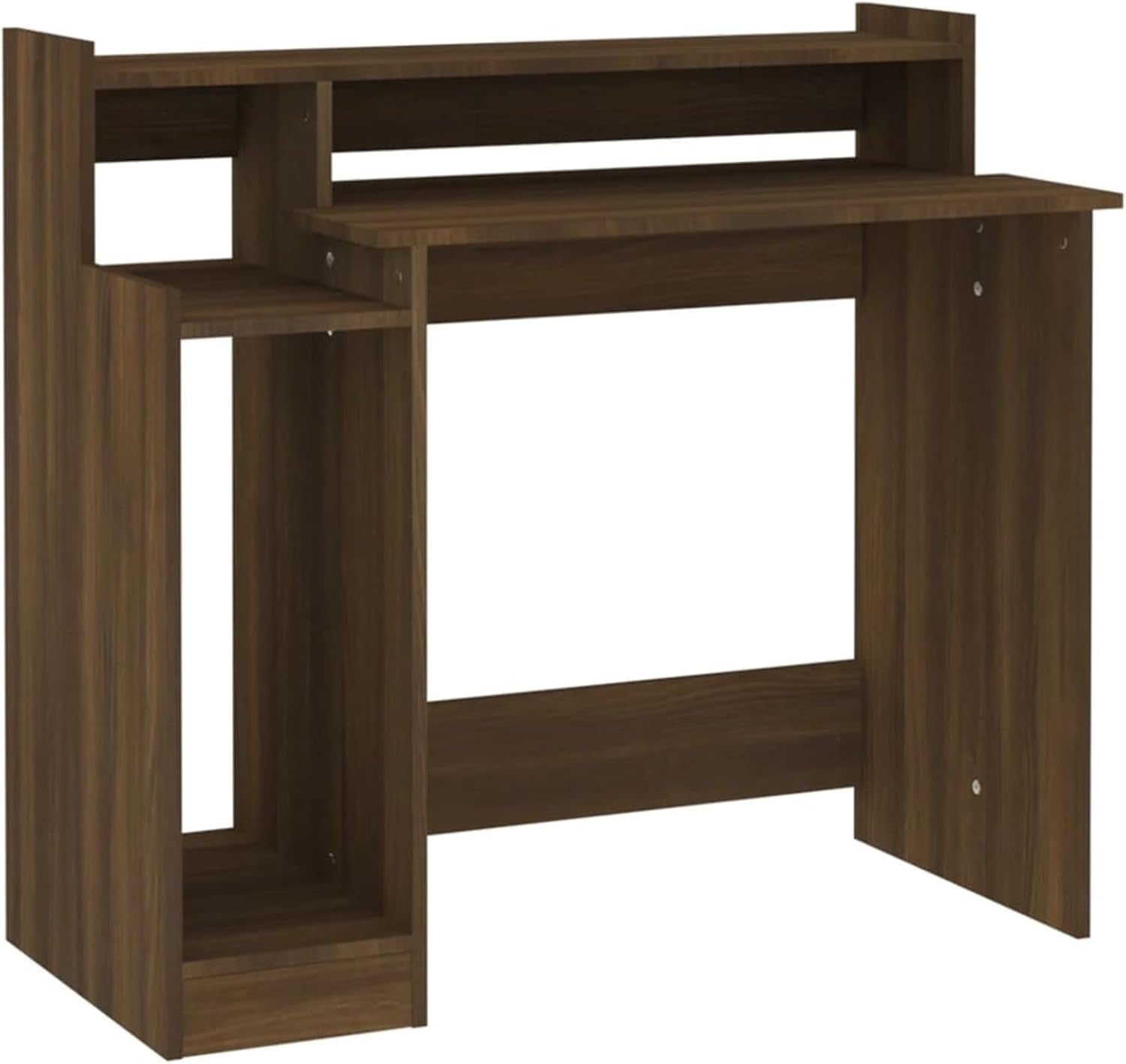 Modern LED Computer Desk 97x45x90cm Brown Oak Workstation Table for Home