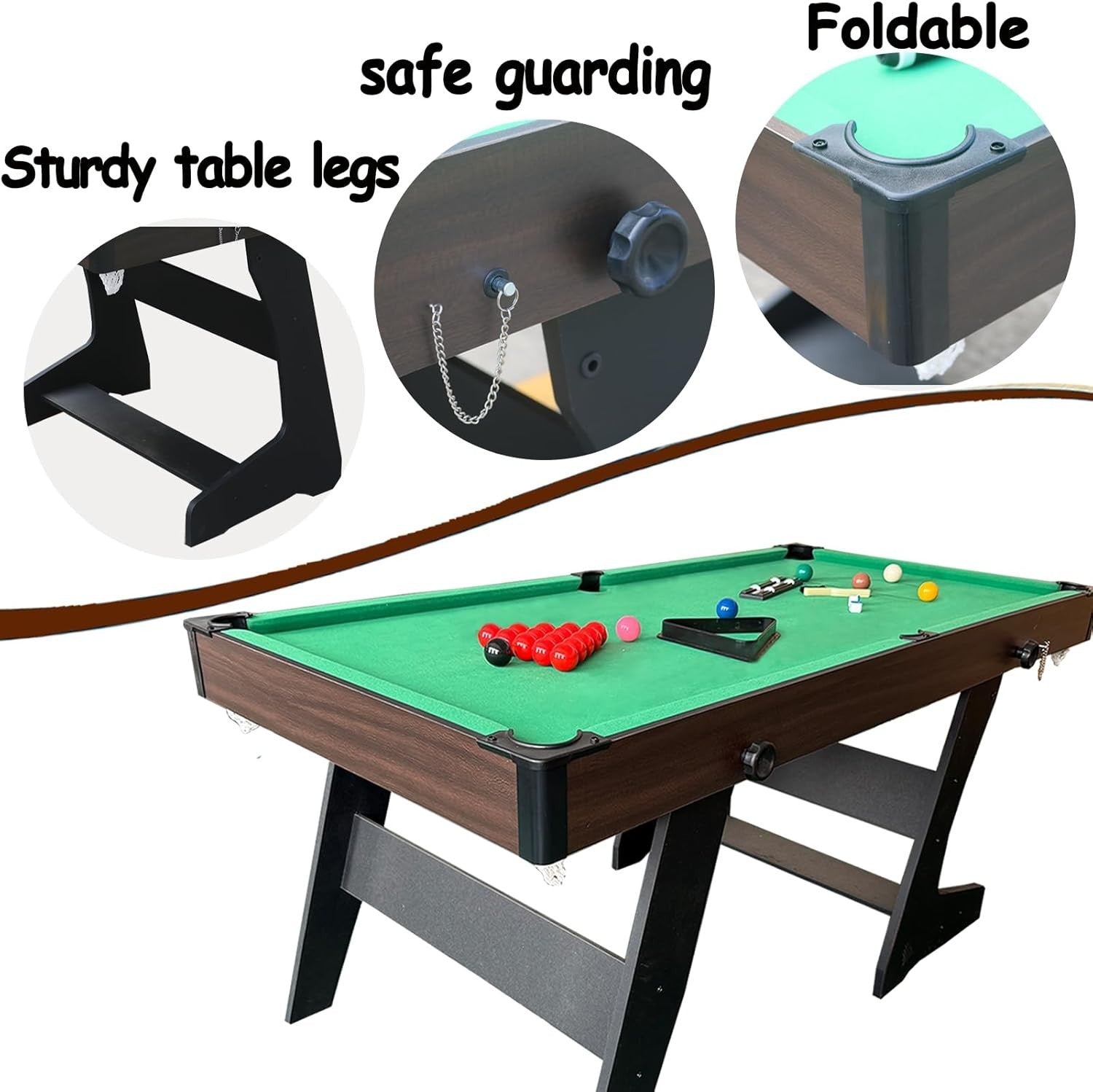 6FT Folding Snooker Pool Table 2 in 1 w Table Tennis Top Accessories