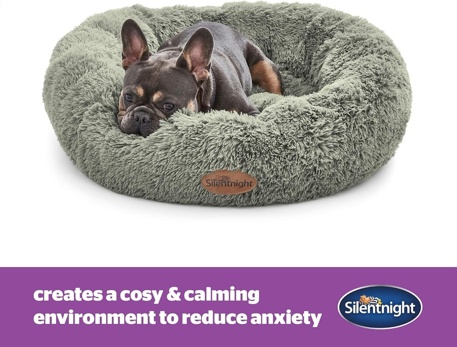 85cm Calming Donut Dog Bed Plush Washable Anti Anxiety Pet