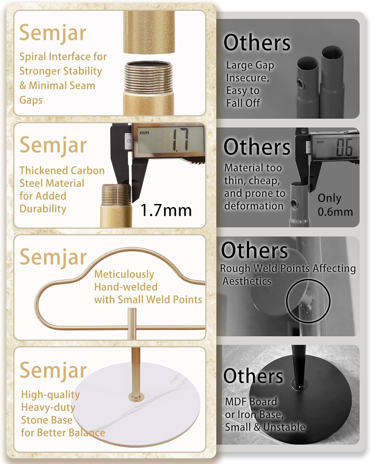 Gold Metal Coat Stand | Modern Free Standing Clothing Rack for Bedroom