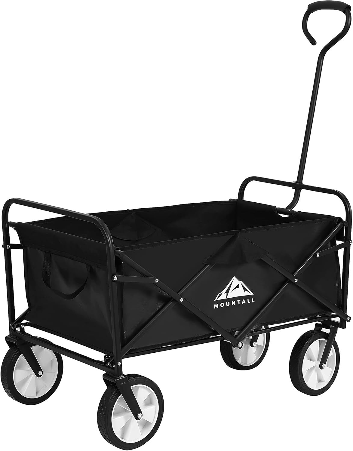 Black Heavy Duty Folding Garden Wagon 90L Festival Camping Trolley 90kg Capacity
