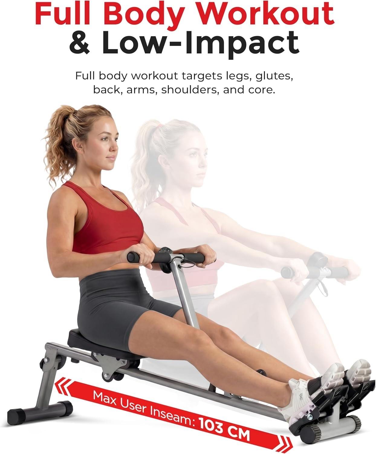 Compact Rowing Machine 12 Resistance Levels LCD Foldable Home Cardio