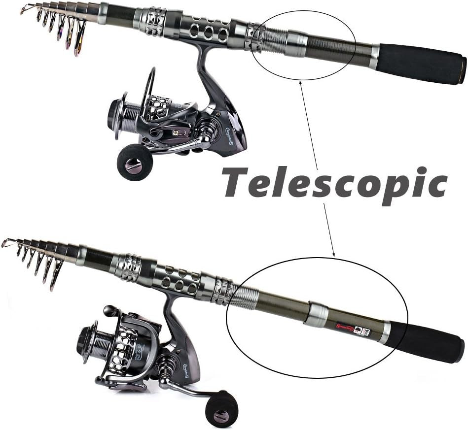 Portable Telescopic Fishing Rod & Spinning Reel Combo Carbon Fiber