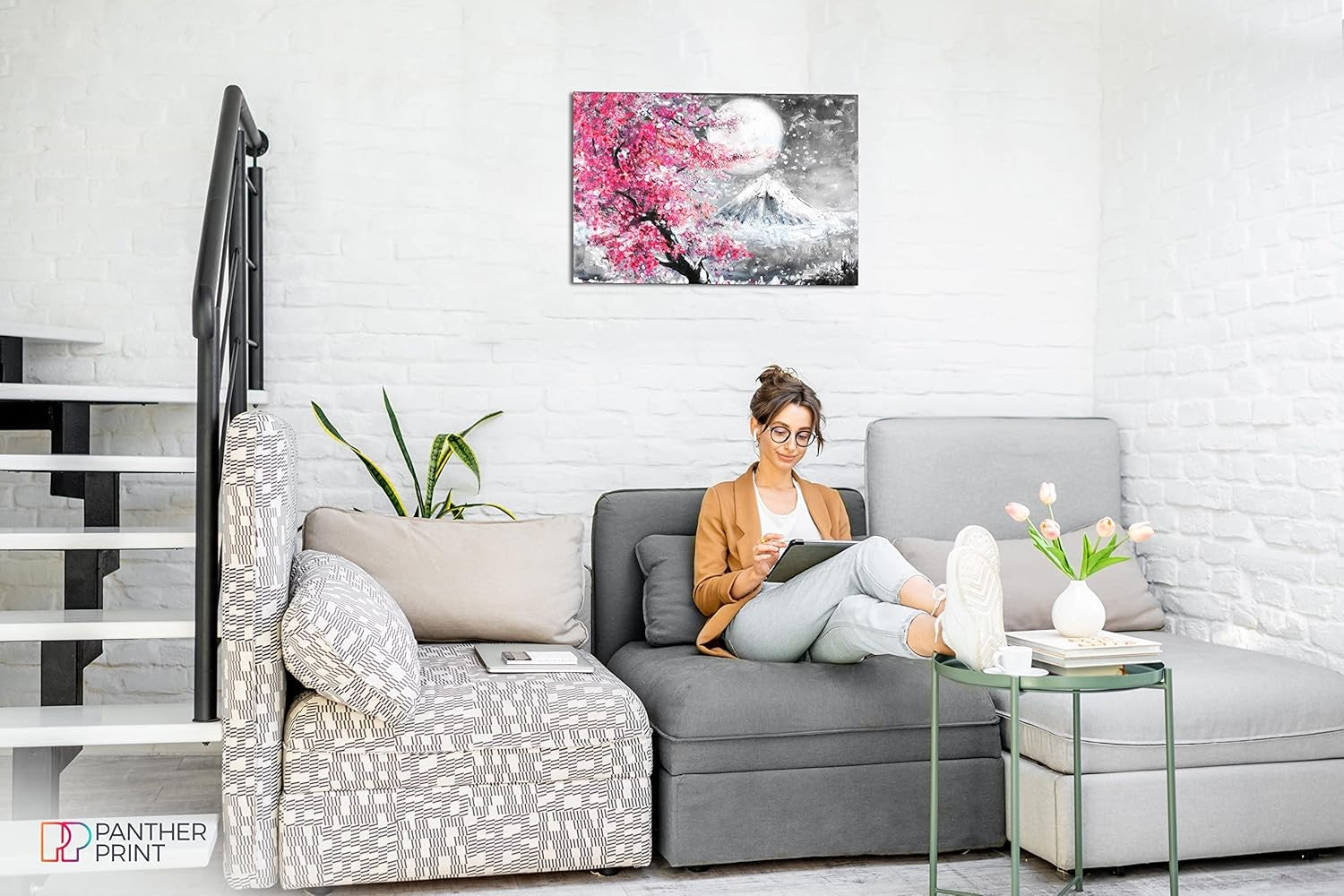 Pink Cherry Blossom Canvas Wall Art Japanese Landscape Small Home Decor Print