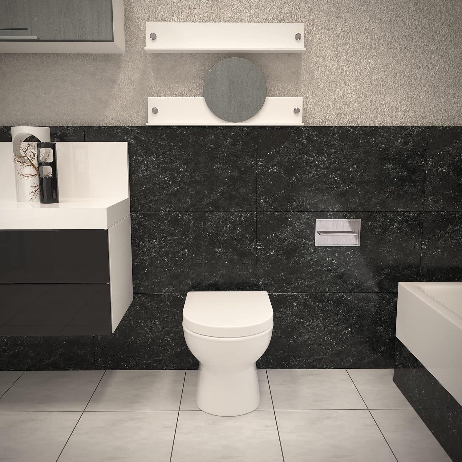 D-Shape Toilet Seat White Anti-Bacterial UF Quick Release Top Fix 420-480mm