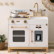 Wooden Kids Play Kitchen White Toy Set Lights Sounds Stove Accessories