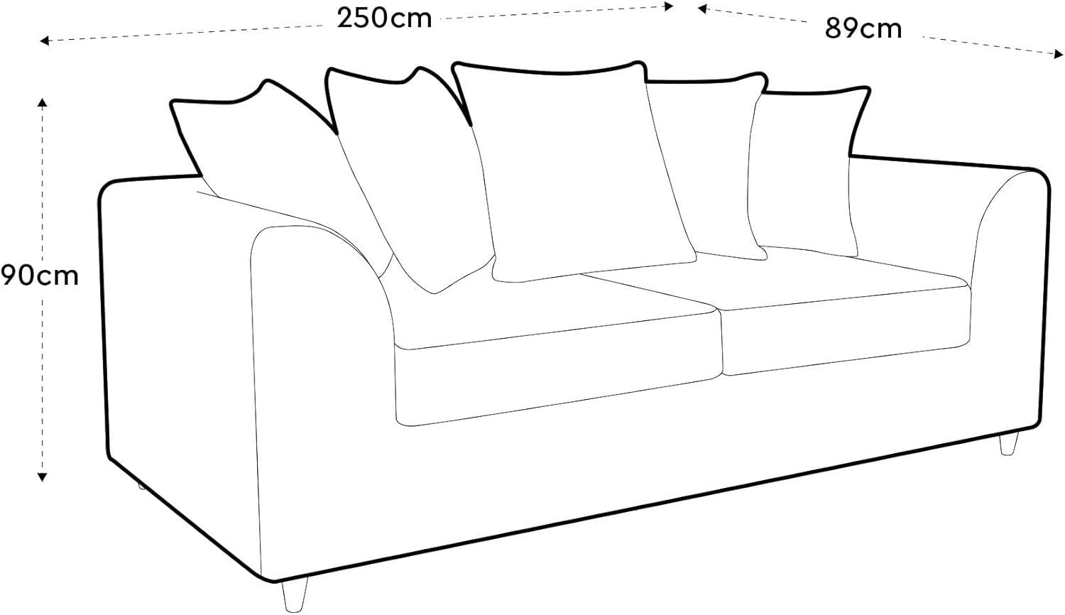 4 Seater Sofa Cream Chenille Crushed Fabric Couch Modern for Living Room