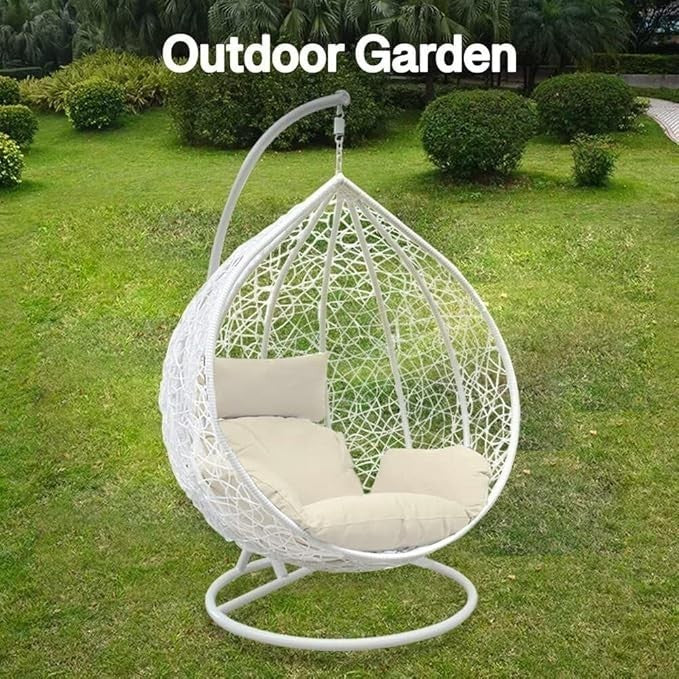 Luxury Rattan Egg Swing Chair with Cushion Indoor Outdoor Patio Garden Hammock