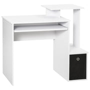 White Computer Desk w/ Keyboard Tray & Drawer Home Office Study Workstation