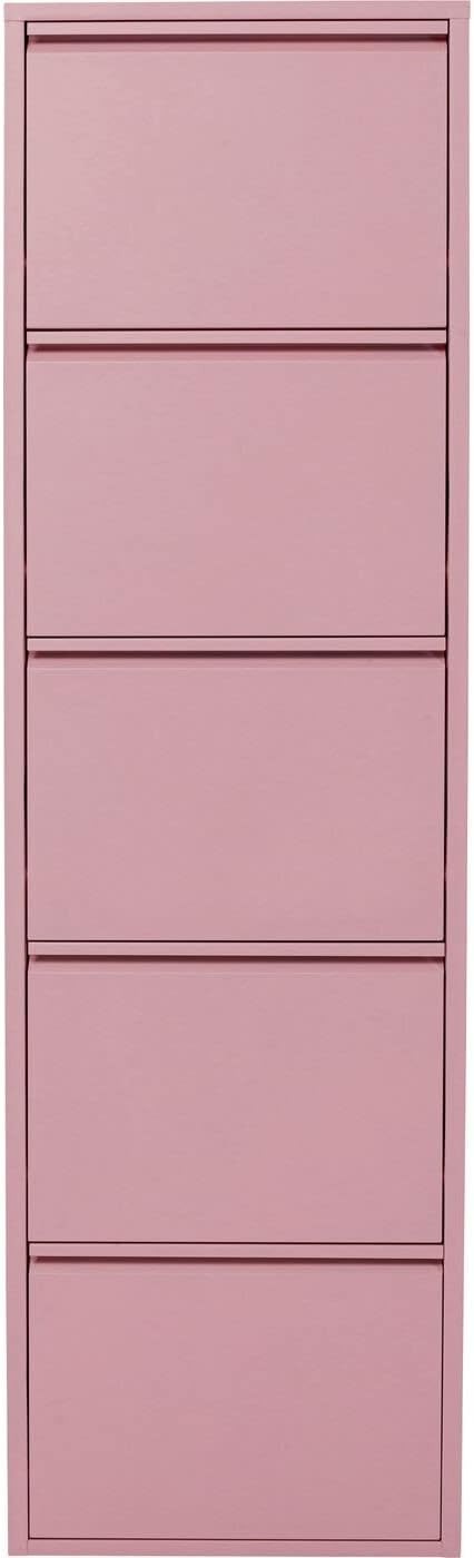 Slim 5-Drawer Shoe Cabinet Pink– Space-Saving Metal Tilt Rack 170x50x15cm