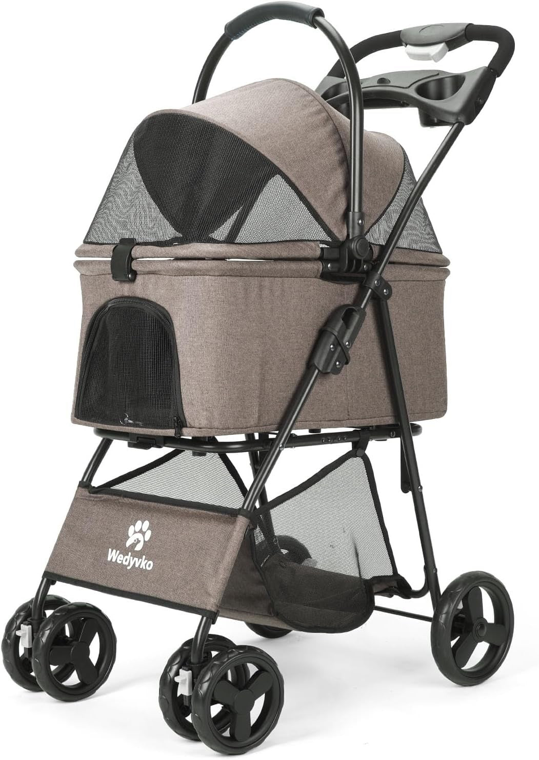 2 in 1 Pet Dog Stroller Removable Carrier 4 Wheel Folding Travel Pram