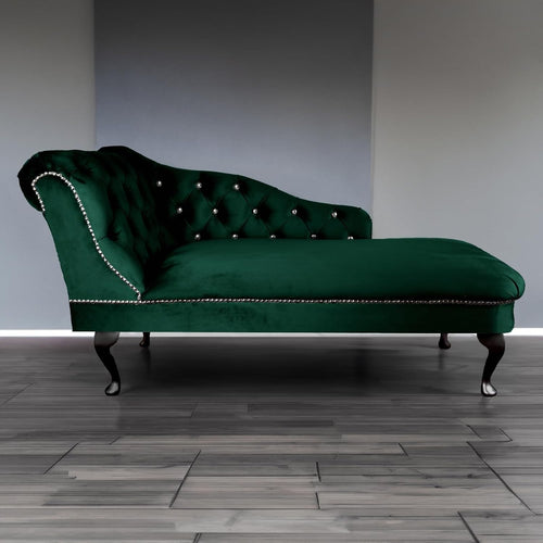 Luxury Velvet Chaise Lounge Chair Left Hand Tufted Sofa 135x54x68cm Jasper