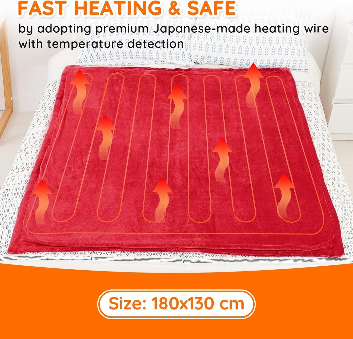 Electric Heated Throw Blanket Fast Heat 10 Levels Sherpa Flannel